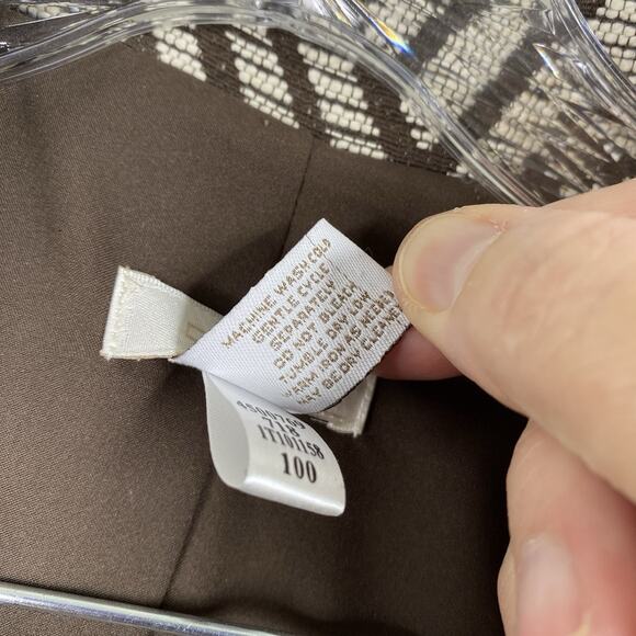 Chico's Jacket Sz 2 Womens L Brown Geometric Print Textured Lined Career Blazer - Picture 8 of 11